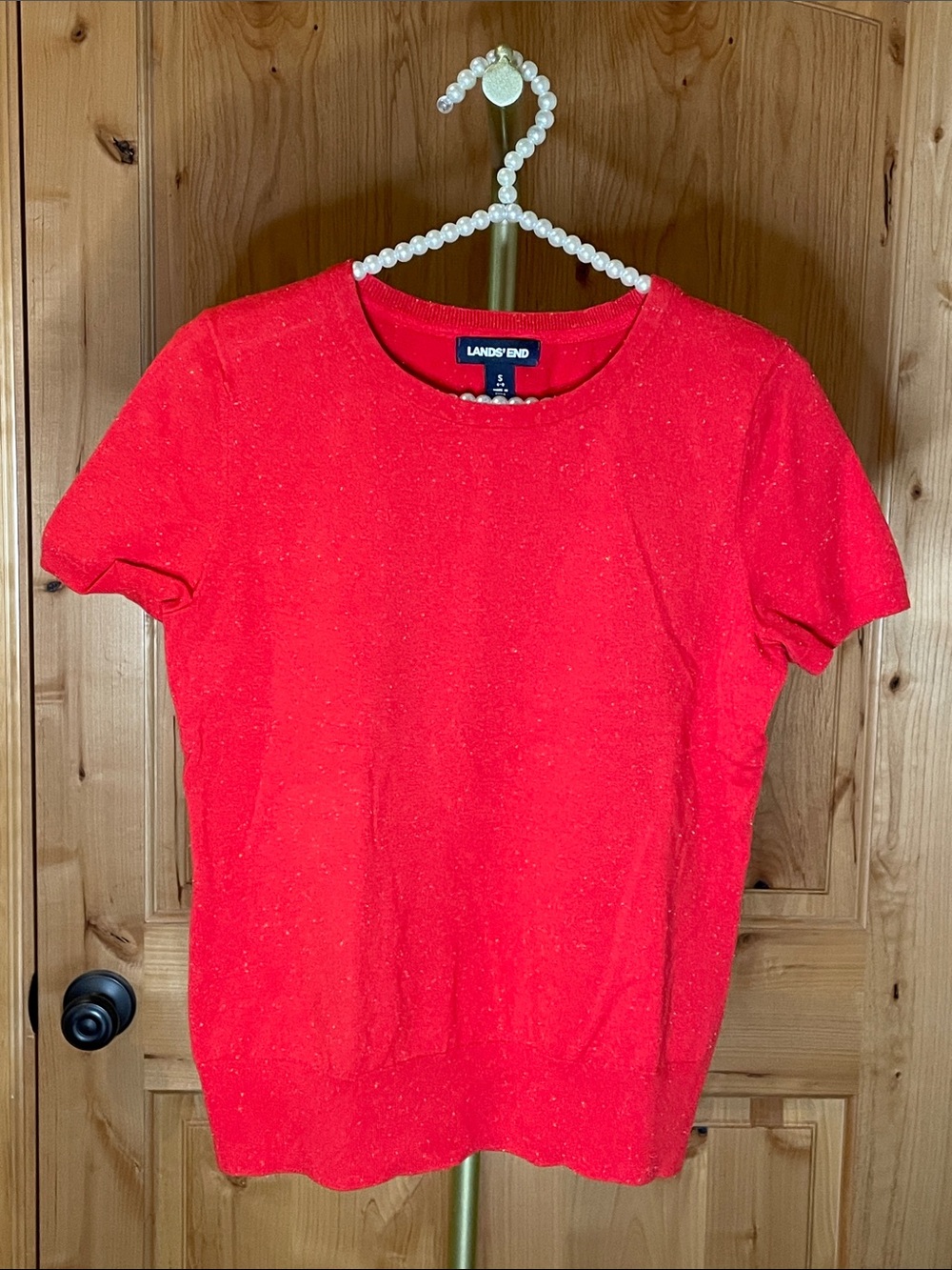 Lands' End Women’s Bright Red Short-Sleeve Knit Top Size S